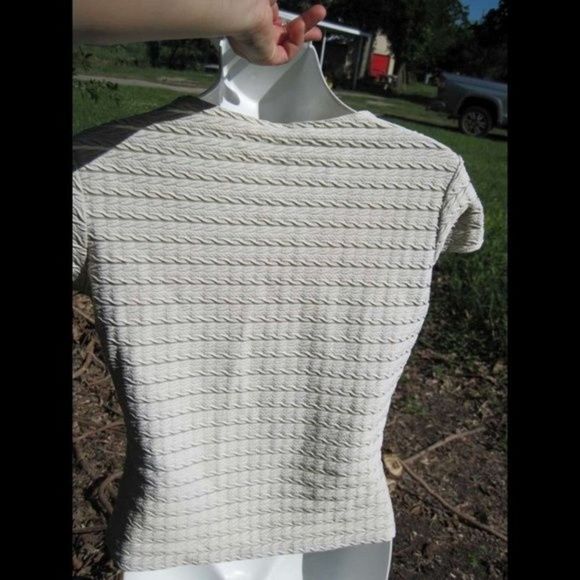 Freebie/ Previously White Textured Patterned Material Shirt Polyester Small - Picture 5 of 7